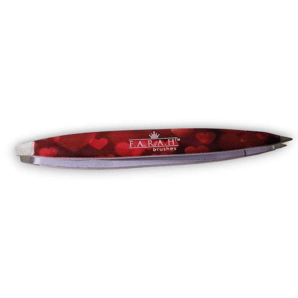 F.A.R.A.H Z-Tweeze Professional Stainless Steel Dual Ended Precision Tweezers - Heart Collection (Red Heart to Heart)