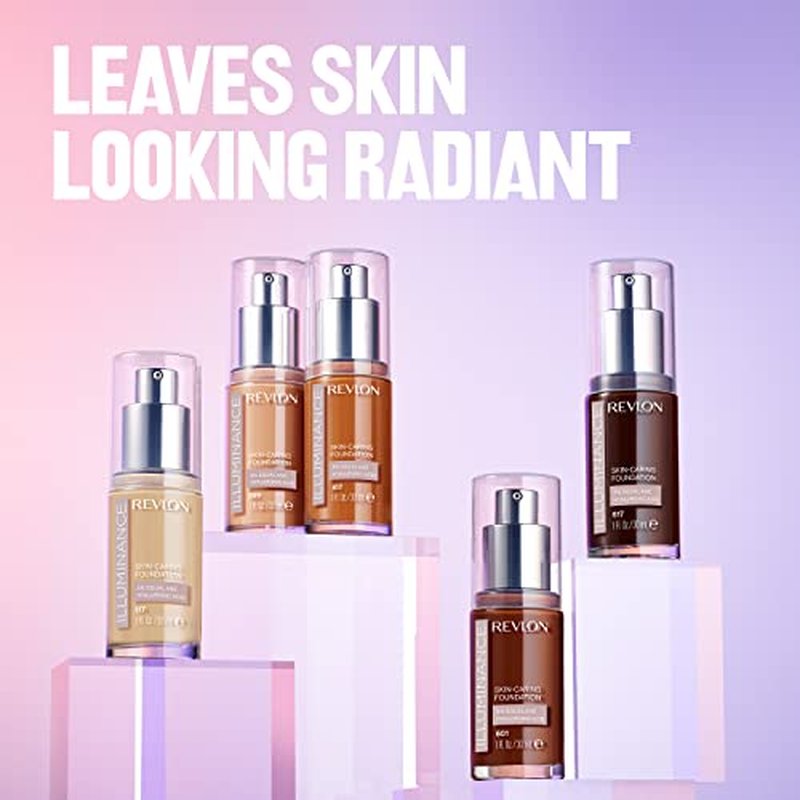Revlon Illuminance Skin-Caring Liquid Foundation, Hyaluronic Acid, Hydrating and Nourishing Formula with Medium Coverage, 201 Creamy Natural, 1 fl oz