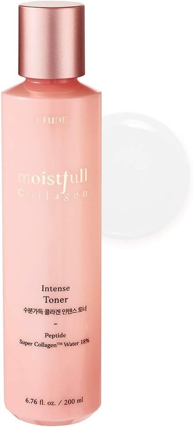 ETUDE Moistfull Collagen Intense Facial Toner 200ml - Hydrating Korean Skin Care with Low-Molecular Peptides for All Skin Types