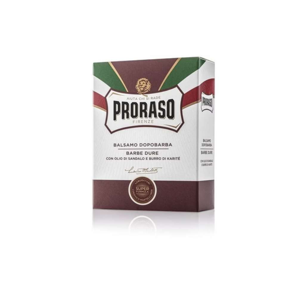 Proraso After Shave Balm - Sandalwood Oil & Shea Butter - Moisturizing & Nourishing After Shave Cream for Coarse or Hard Beards - Premium Italian Shaving for Men - 3.4oz