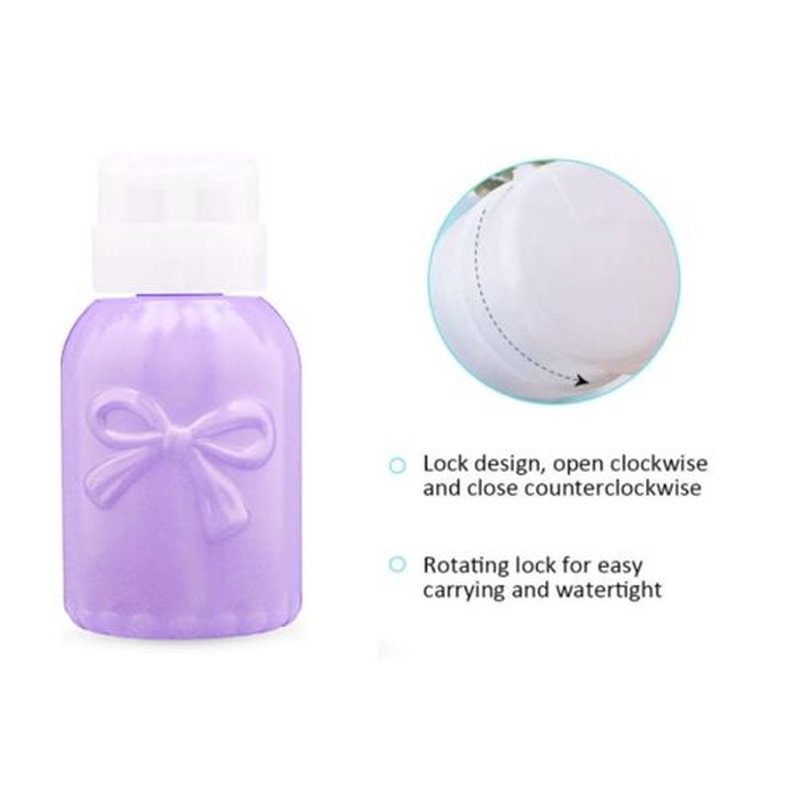 HLLMX 2 PCS Nail Polish Remover Pump Empty Dispenser Bottle for Alcohol Push Down Pump Dispenser Lockable Dispenser Bottle for Nail Polish Remover Makeup Remover Toner Etc