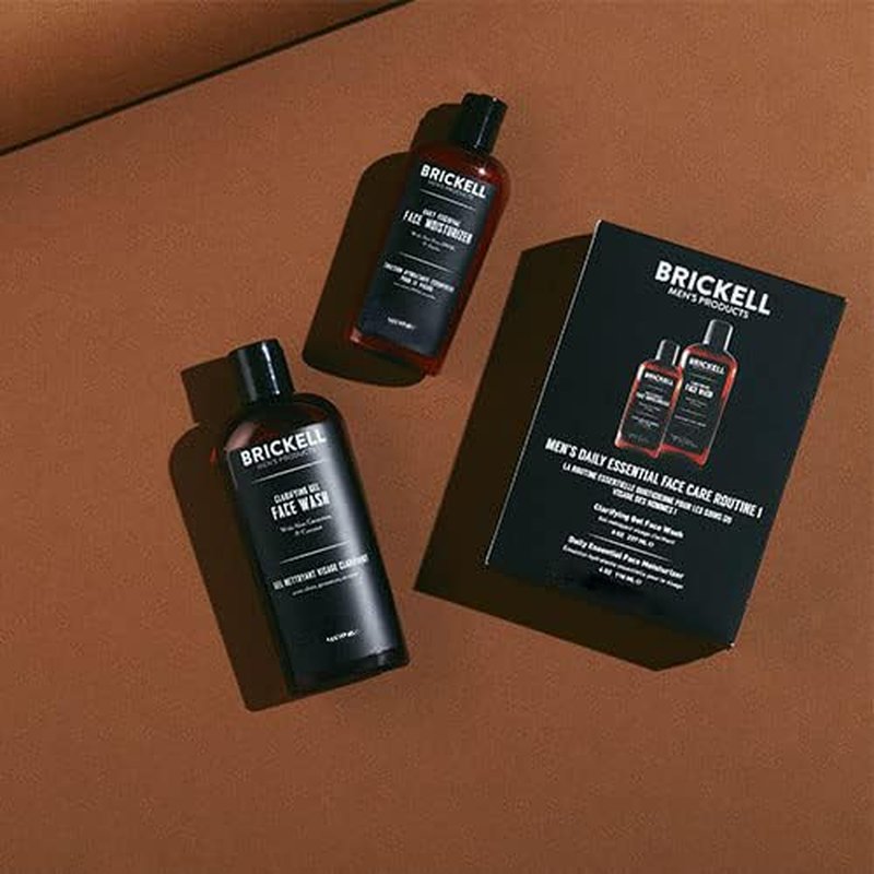 Brickell Men's Skincare Gift Set - Daily Essential Face Care Routine | Gel Cleanser & Moisturizer, Natural & Organic