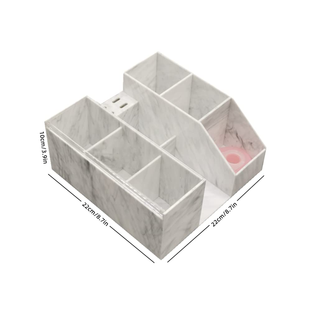 LIXIMMAZN Acrylic Large Capacity Makeup Organizer, Grafting Beauty Extension Supplies Lash Storage Display, Eyelash Storage Case Brush Tweezers Cosmetic Holder (White Marble)