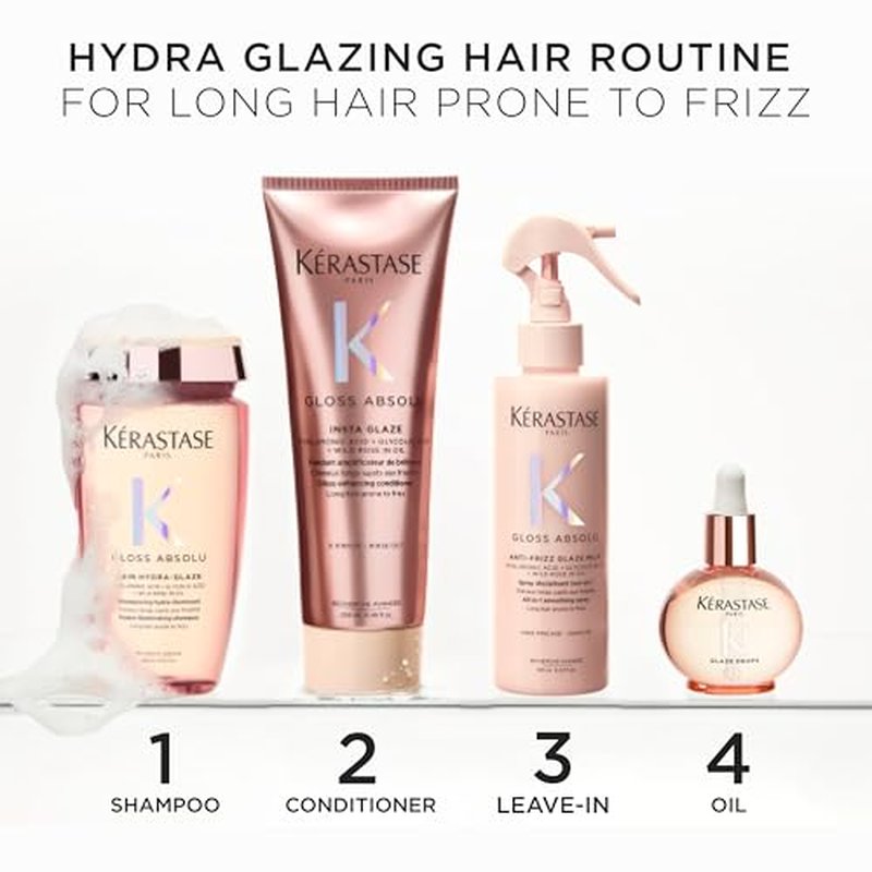 Kerastase Gloss Absolu High-Shine Anti-Frizz Shampoo - Cleanses & Reveals Ultimate Shine, for Glossy & Bouncy Hair, 8.45 Fl Oz