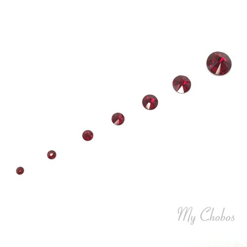 SIAM (208) red 144 pcs Swarovski 2058/2088 Crystal Flatbacks red rhinestones nail art mixed with Sizes ss5, ss7, ss9, ss12, ss16, ss20, ss30