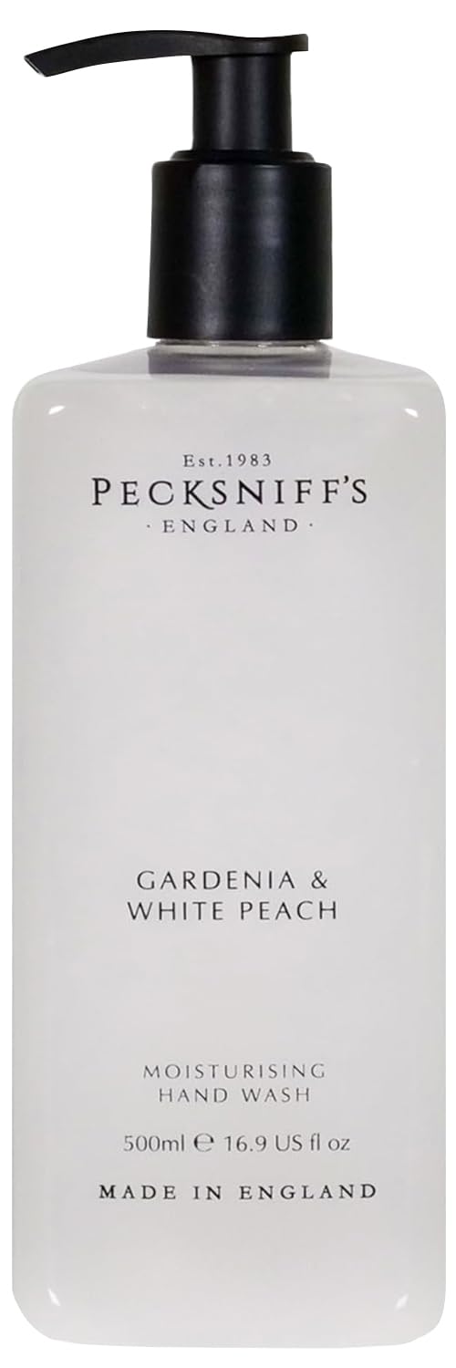 Pecksniff's Moisturizing Hand Wash - Vitamin B Enriched, Natural & Gentle Cleanser, Luxurious Hand Wash 500ml/16.9 fl oz (Gardenia & White Peach)