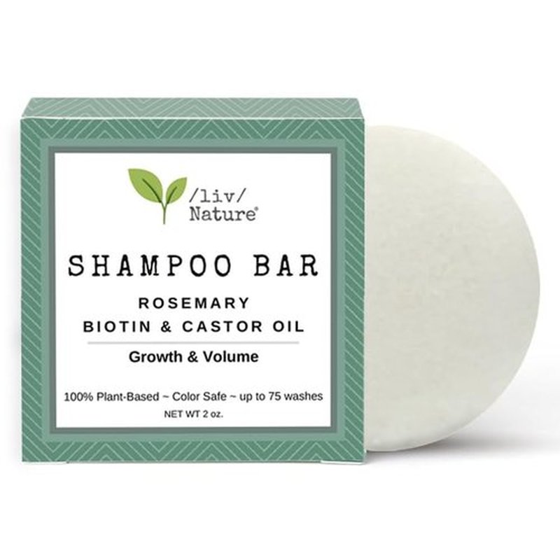 /liv/ Nature Shampoo Bar | Growth and Volume for Thin Hair | Rosemary, Biotin, Castor Oil | Travel Essentials | Handmade in USA 1-pk
