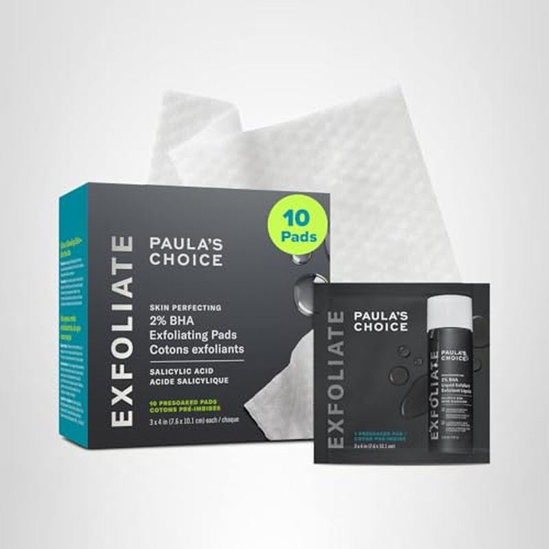 Paula's Choice SKIN PERFECTING 2% BHA Salicylic Acid Exfoliating Pads - Facial Exfoliant Pads for Blackheads, Enlarged Pores, Wrinkles & Fine Lines, 10 ct