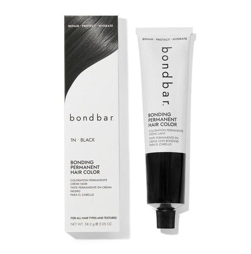 Bondbar 1N Black Hair Color - Vegan Permanent Creme Dye with Built-In Bonding, 2.05 Oz