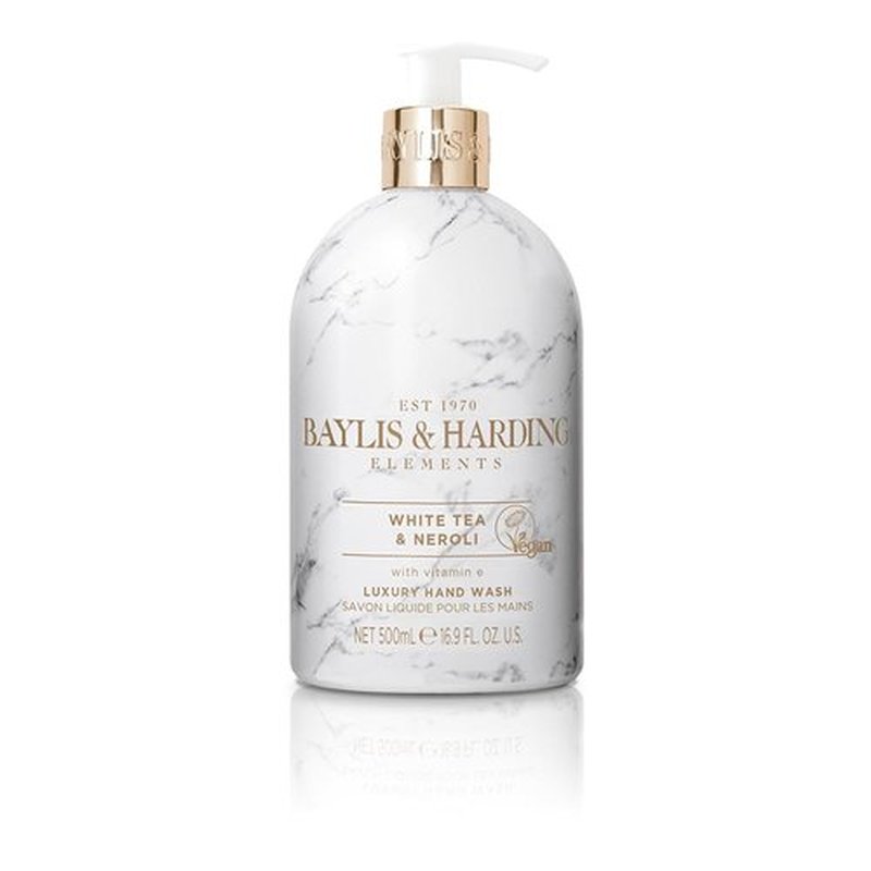 Baylis & Harding Liquid Hand Soap Wash with Dispenser, Elements, White Tea & Neroli, 16.9oz/500ml