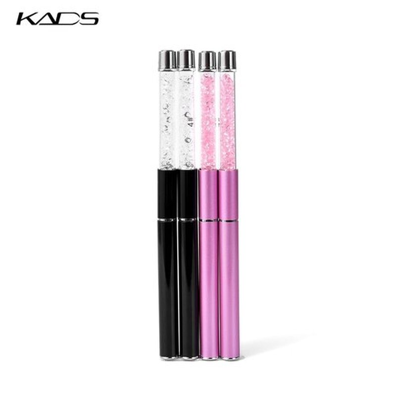 KADS Nail Art Gel Acrylic Brush Carving Pen Brush Nail Drawing Painting Pen Liquid Powder DIY Manicure Tool (Pink+Black, 2Pcs 4#+ 2Pcs 6#)