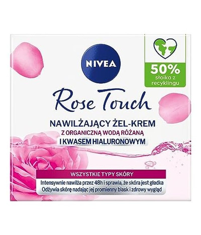NIVEA Rose Touch Moisturising Gel‑Cream with Organic Rose Water & Hyaluronic Acid – Lightweight 48‑Hour Hydration Gel for Soft, Smooth, Radiant Skin, 50 ml