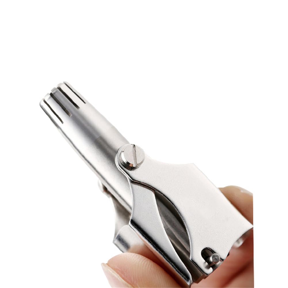 WELANGBN Manual Nose Hair Trimmer for Man & Woman,Trimmer for Nose,Ear,Moustache and Whiskers Hair,Waterproof,Stainless Steel with Brush,Nasal Clippers，Comes with a Cleaning Brush, Silver