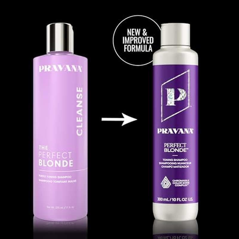 Pravana The Perfect Blonde Purple Toning Shampoo | Neutralizes Brassy, Yellow Tones | For Color-Treated Hair | Chromasilk Enhances Shine & Protection | Vegan, Paraben & Sulfate Free | 10 Fl Oz