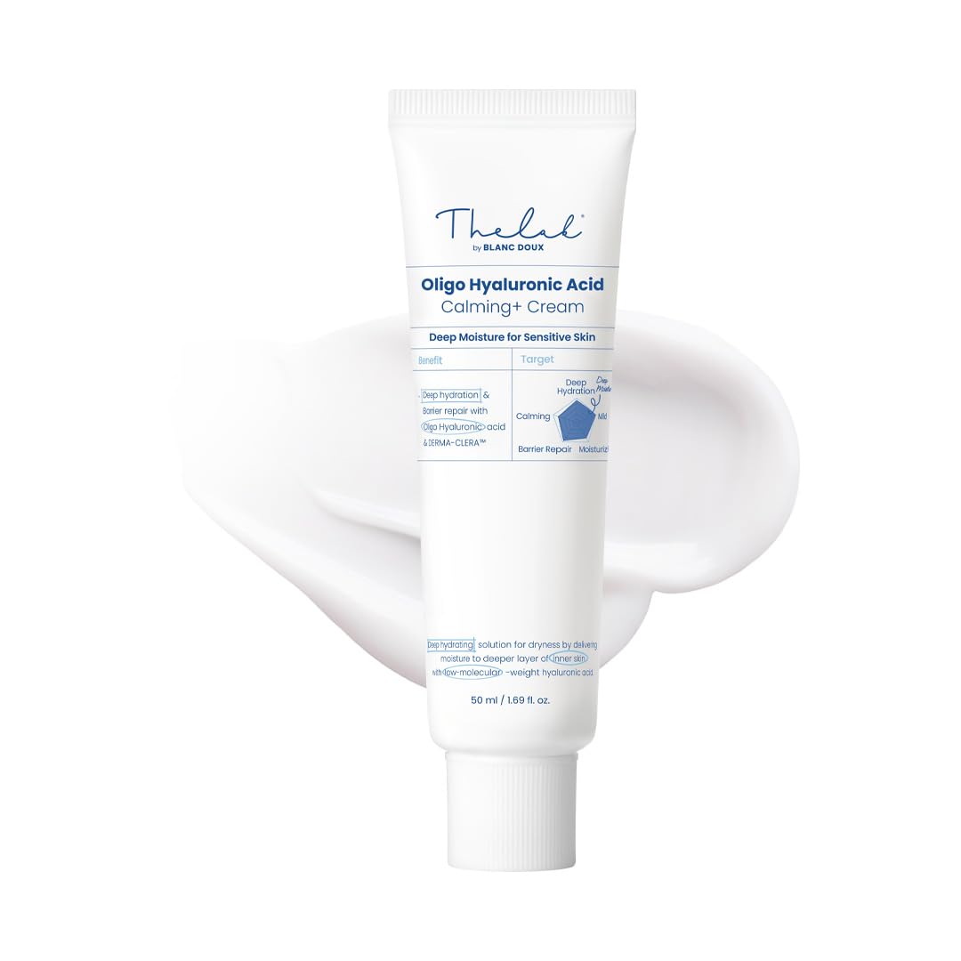 THE LAB BY BLANC DOUX Oligo Hyaluronic Acid Calming Cream - Face Moisturizer for Dry Skin with Hyaluronic Acid, Vegan, Soothing Skin Barrier Cream for Sensitive Skin, 50ml / 1.69 fl. oz