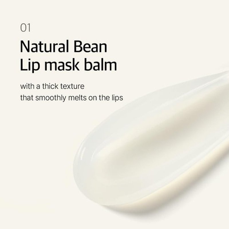 mixsoon Natural Bean Lip Mask Balm - Hydrated Lips, Softening, Fermented Bean and Shea Butter, Vegan Formula for Smooth Lip Balm 11g / 0.37 fl. oz. Korean Glass Skin Care