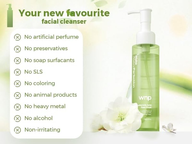 WNP Foaming Face Wash|Gentle Facial Cleanser with Hyaluronic Acid+APG Deep Hydration,Skin Barrier Repair,Zero Friction Exfoliation,for All Skin Types 150ml/5.29oz.