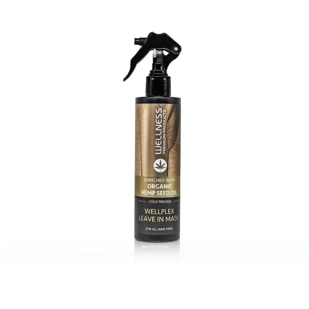 Wellness Premium Product Wellplex Hemp-Infused Leave-In Mask Spray for Damage Control | Enriched with organic cold-pressed hemp seed oil
