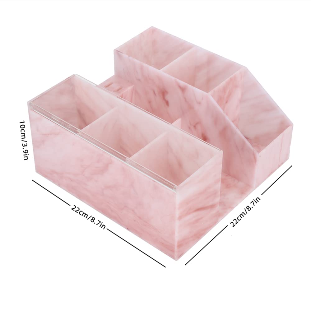 LIXIMMAZN Acrylic Large Capacity Makeup Organizer, Grafting Beauty Extension Supplies Lash Storage Display, Eyelash Storage Case Brush Tweezers Cosmetic Holder (Pink Marble)