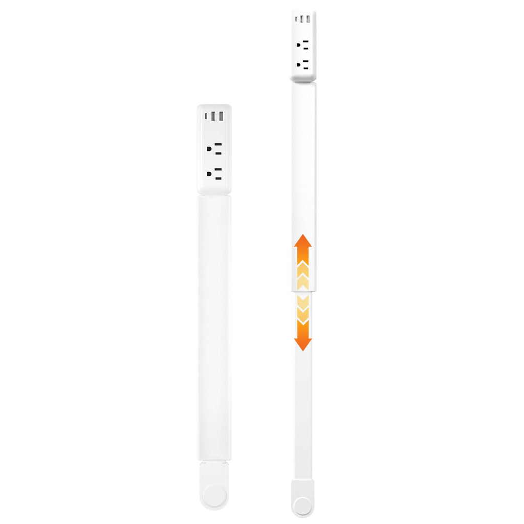 Outlet Extender, Electrical Outlet Extender Stick 22-34" Extendable 180° Rotating Wall Charger, EDIEBE USB C Power Socket Expander with 2 AC, 2 USB-A & 1 USB-C for Home Office Behind Couch