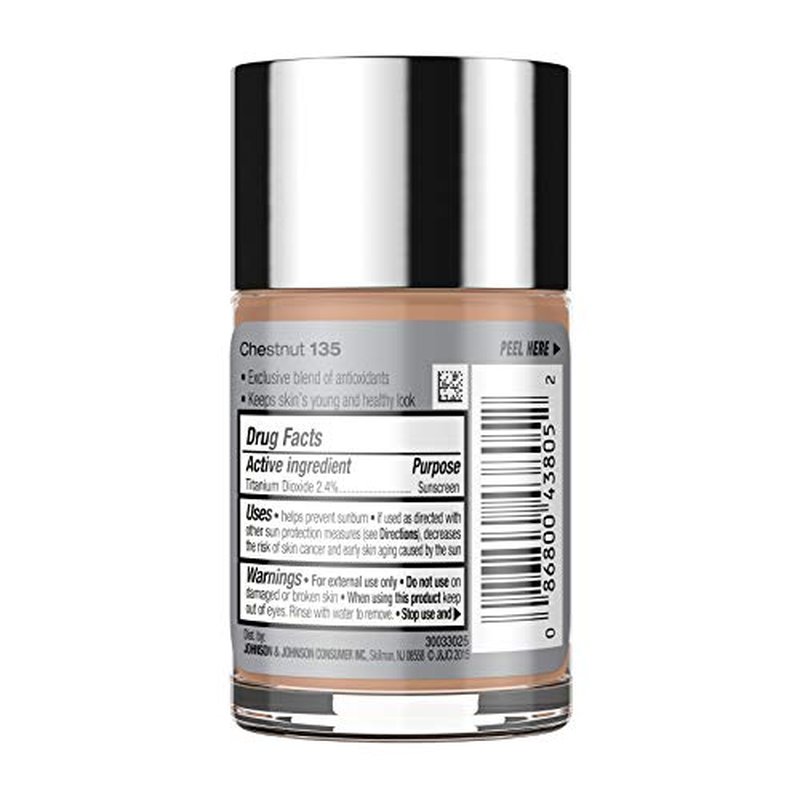 Neutrogena Healthy Skin Liquid Makeup Foundation, Broad Spectrum SPF 20 Sunscreen, Lightweight & Flawless Coverage Foundation with Antioxidant Vitamin E & Feverfew, 135 Chestnut, 1 fl. oz
