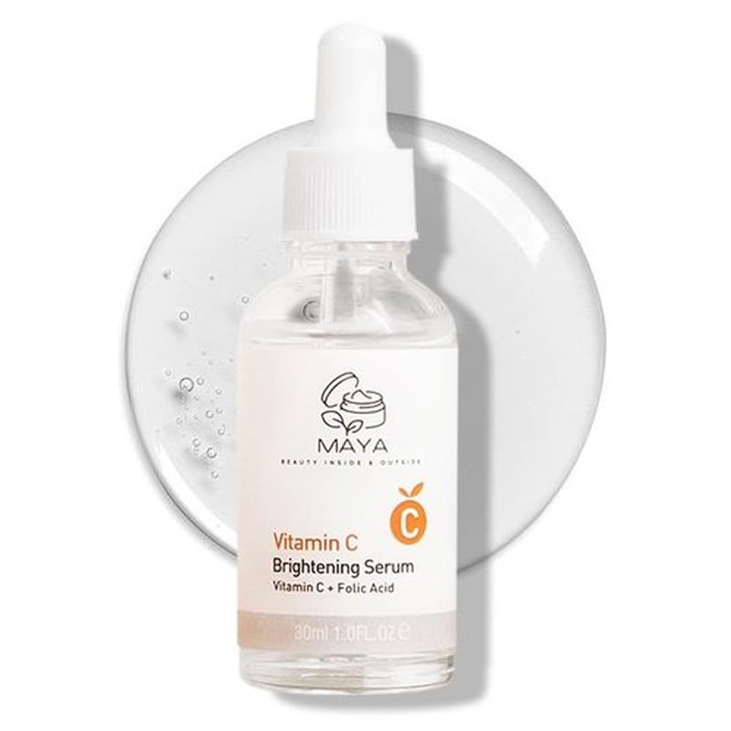 MAYA Vitamin C Brightening Serum - Hydrating & Glowing Face Serum with Folic Acid | 30ml