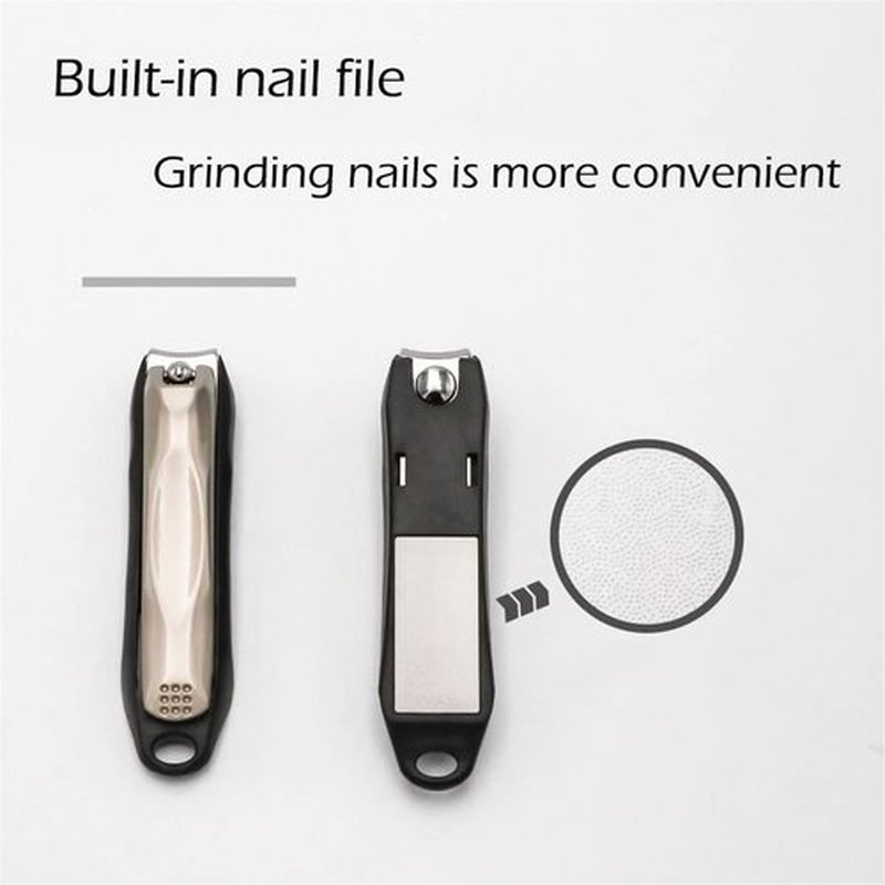 Nail Clippers, Stainless Steel Anti-Splash Nail Clippers, Nail Clippers with Flat Mouth Household File, for Manicure, Pedicure, Women and Men (A-Champagne gold)