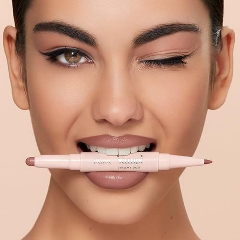 Pupa Milano Vamp! Creamy Duo, 008 Vintage Rose, 1 Pc - 2 in 1 Lipstick and Lip Pencil - Long Lasting - Lightweight - No-Transfer - Smooth Texture - Highly Pigmented