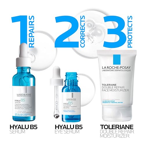 La Roche-Posay Hyalu B5 Eye Serum with Hyaluronic Acid & Caffeine for Dark Circles, Hydrating Serum for Dark Circles and Wrinkles with Roller Ball Applicator, Replumps Under Eye, Fragrance Free