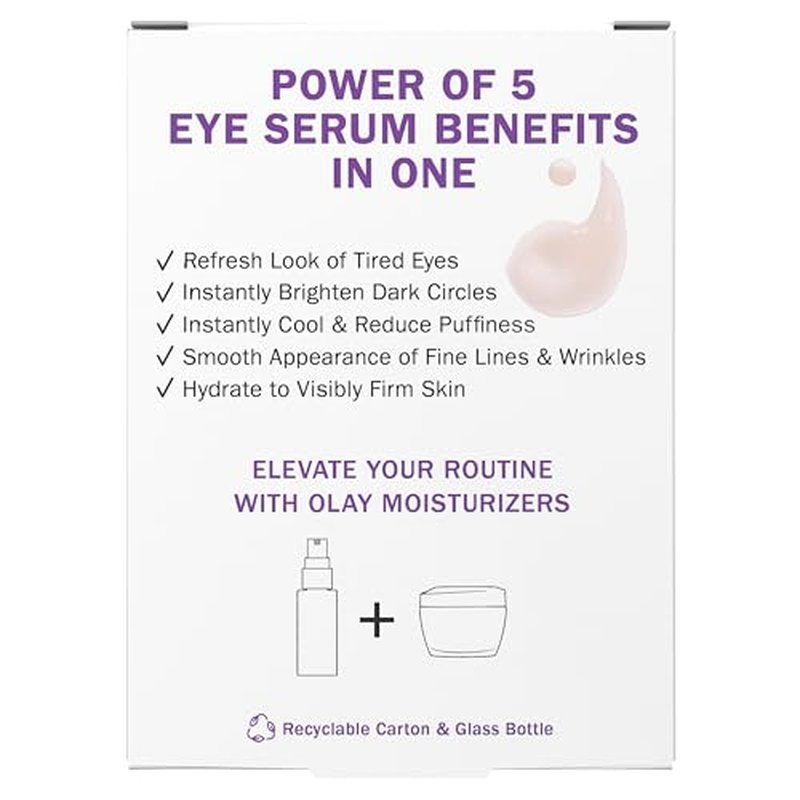 Olay Super Eye Serum - Vitamin C, Caffeine, Niacinamide, Amino Peptide, Aloe Vera - Brightens Dark Circles, Anti-Wrinkle, Anti-Aging, Brightening, Smooths Fine Lines, Firming, Hydrating, 0.45 Oz