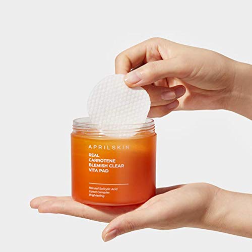 APRILSKIN Carrotene Clarifying Pads - Exfoliating Acne Treatment for Oily, Sensitive Skin | 60 Vegan Pads