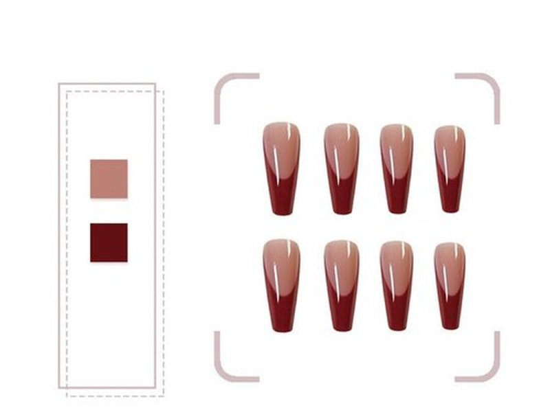 C.Z.Z.T.T.NAILS Hallonween Press On Nails [24pcs] Red Trapezoid French Fake Nails | Reusable ，Perfect Fake Nails for Women&Girls