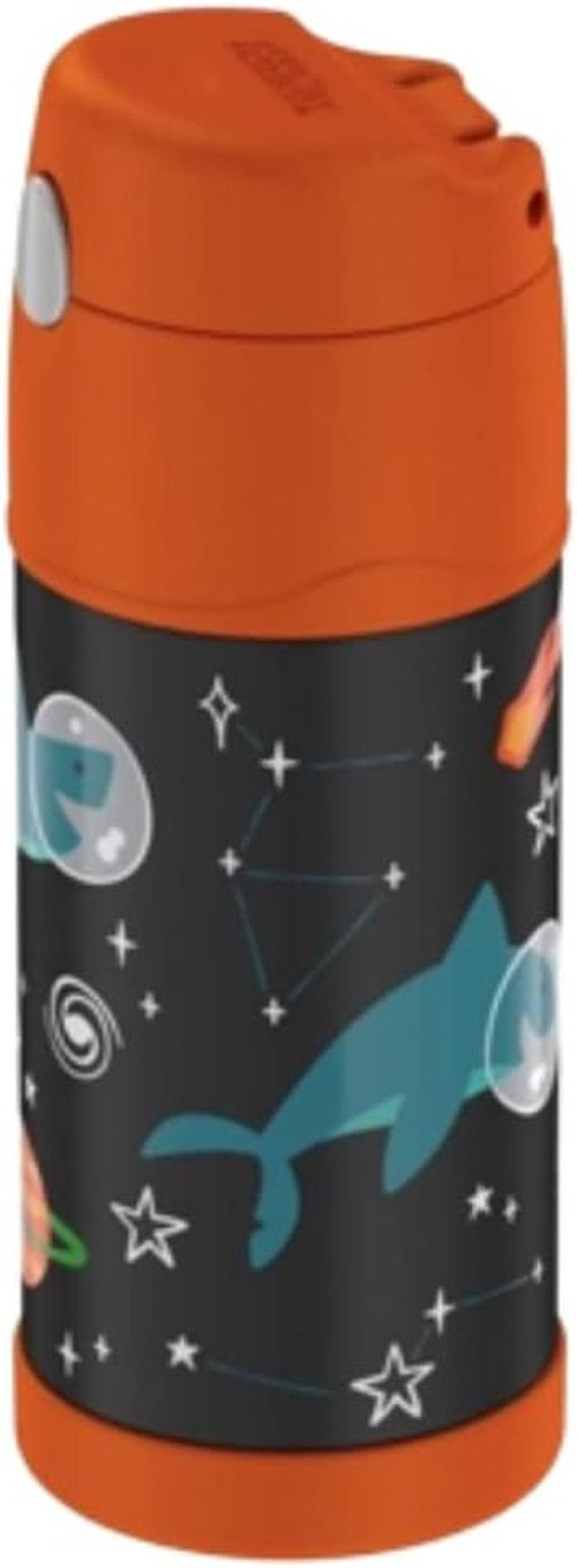 THERMOS FUNTAINER F4101 Stainless Steel Kids Bottle - 12 Ounce, Space Shark Design