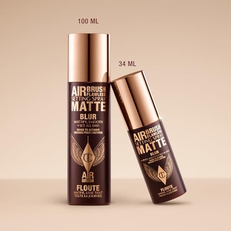 Charlotte Tilbury Airbrush Flawless Matte Setting Spray - Ultra-Fine Mist to Prime & Set Face Makeup For Up to 16Hr - Soothes, Blurs Pores & Calms Skin (3.3oz)