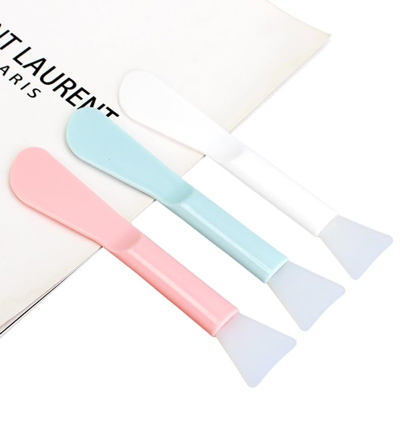 Wopanxye 30pack 2-in-1 Soft Silicone Brush, Cosmetic Spatula for Face Mask Cream Stick Plastic Tip Spoon Disposable Beauty Makeup Tool for Mixing, Sampling, Waxing, DIY Facial Mask Skincare, Reusable