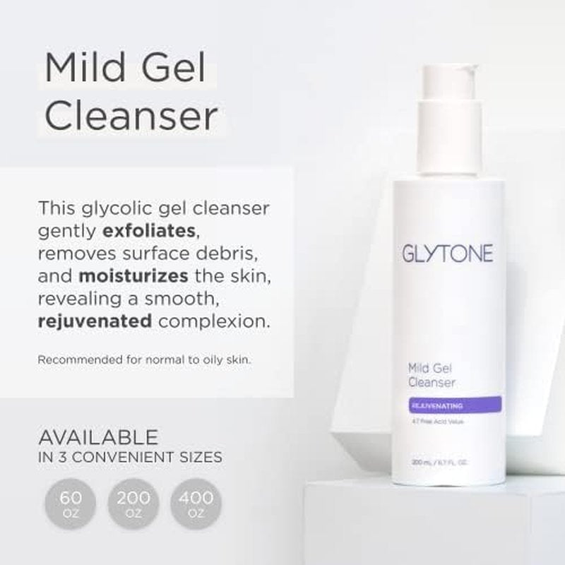 Glytone Mild Gel Cleanser - Exfoliating Face Wash for Normal/Combination Skin - 4.7% Glycolic Acid - 6.7 fl. oz.