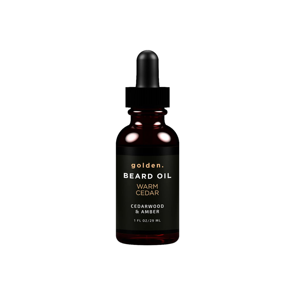 Golden Grooming Beard Oil for Men - Natural Beard Conditioner with Sweet Almond, Golden Jojoba & Argan Oil - Hydrating Beard Softener with Vitamin E - Warm Cedar, 1oz