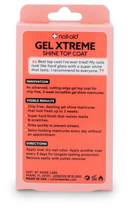 Nail-Aid Gel Xtreme Shine Top Coat, Clear, 0.55 Fluid Ounce (Pack of 2)