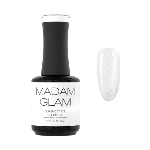Madam Glam - White Cat Eye Gel Polish 15ml 0.5 fl/oz - Nail Art Enhancement - Magnetic Effect - Long-Lasting, Vibrant, Vegan, Hema-Free