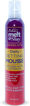 Esha Melt N Slay Daily Setting Hair Mousse - Tame Frizz Flyaways - Style - Long Lasting Hold - Moisturize (12 Fl oz)