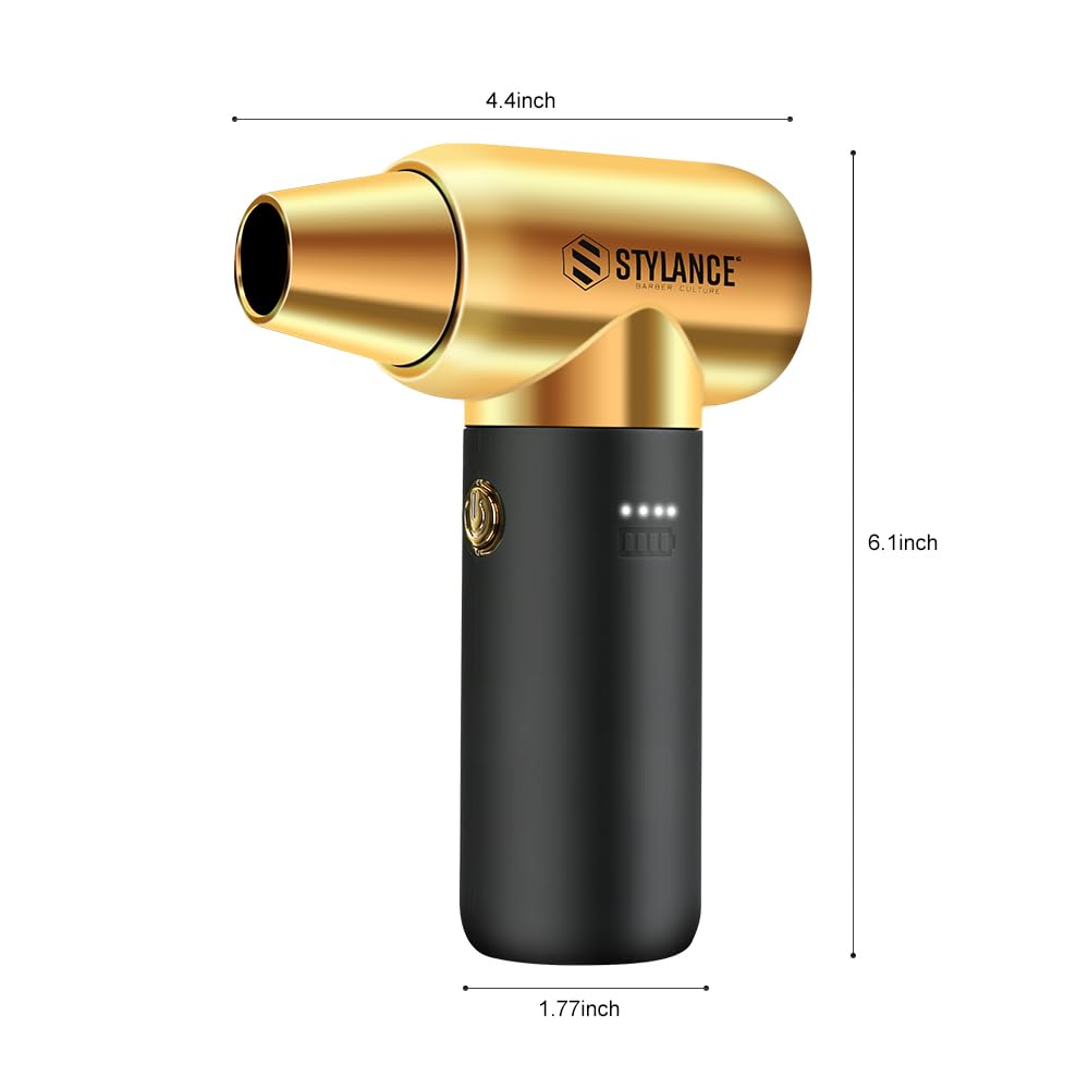 Compressed Air Duster - Barber Blower, Electric Duster, 3 Gear Mini Portable Jet Dry Air Blower, Cordless Vacuum Cleaner, for PC, Office,Salon, Fan, Laptop, Keyboard, Car (Gold)