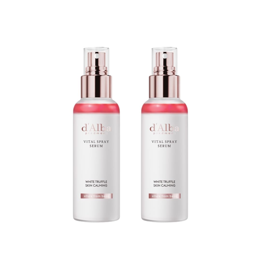 [2 Bottles] d'alba Piedmont Italian White Truffle Vital Spray Serum, Vegan Skin Care, Calming and Hydrating Facial Mist for Red and Sensitive Skin, Glow, Korean Skincare (total 6.76 fl oz.)