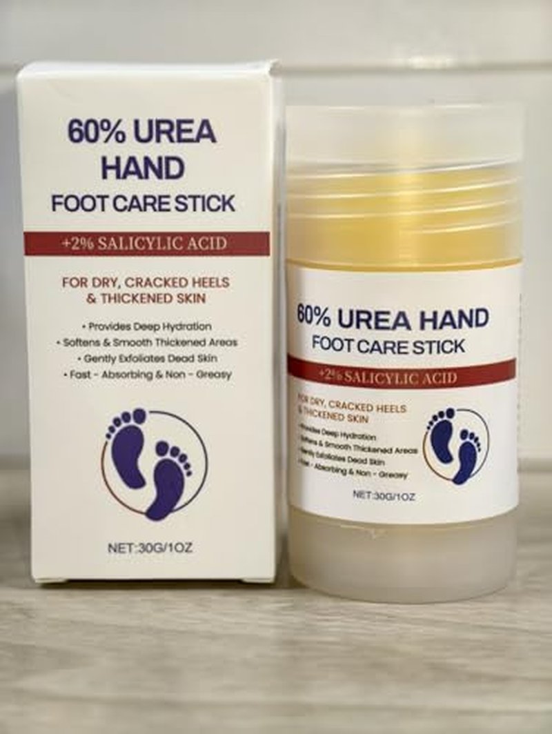 Yunmeng 60% Urea Cream with 2% Salicylic Acid Foot Balm, Portable Hand Cream, Foot Cream for Dry Cracked Heels and Feet Hand, Urea Heel Care Stick Callus Remover & Skin Softener, 1oz*2