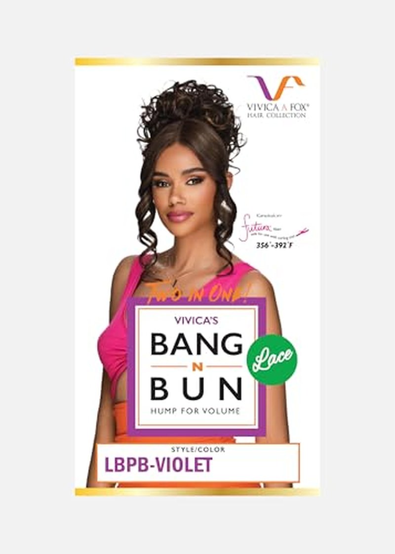 Vivica A. Fox Hair Collection LBPB-VIOLET, Bang & Bun, Quick and Easy Lace, Ponytail Bun and Lace Bangs (FS1B/30)