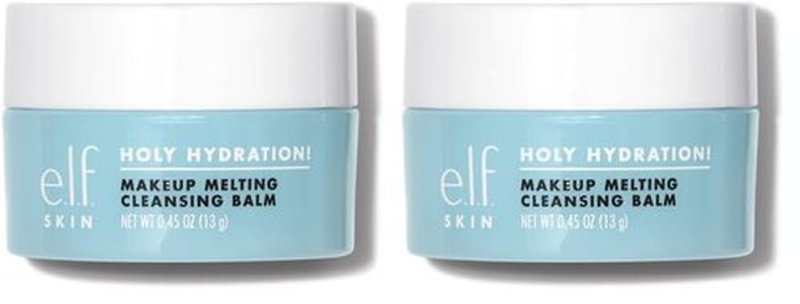 e.l.f. SKIN Mini Holy Hydration! Makeup Melting Cleansing Balm,Face Cleanser & Makeup Remover,Infused with Hyaluronic Acid to Hydrate Skin,0.45 Oz,(Pack of 2)