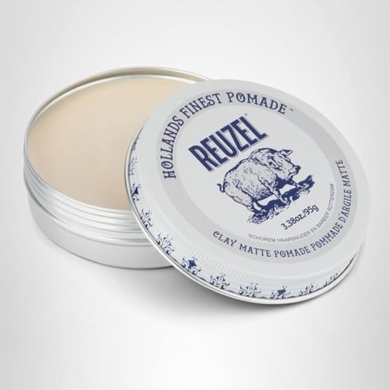 REUZEL Clay Matte Pomade, Medium All Day Hold, Water Soluble Styling, Matte Finish and Flake Free, Easy To Wash Out, For All Hair Types