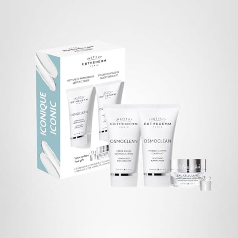 Institut Esthederm - Double Deep Cleansing Routine - Gentle Deep Pore Cleanser 75 mL, Lightening Buffing Mask 75 mL, Cellular Water Cream 10 mL - Deeply Cleanse & Gently Exfoliate