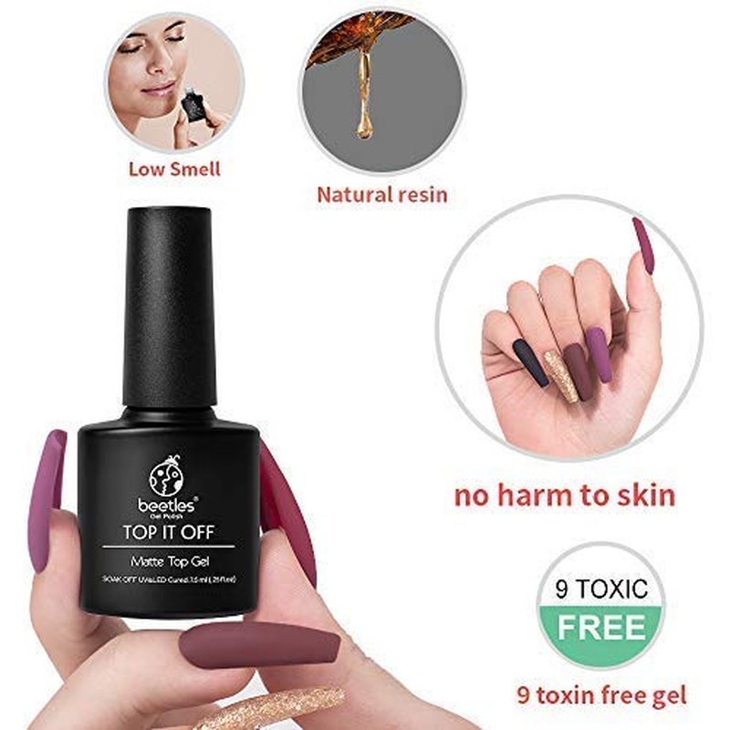 Beetles Blue Green Gel Nail Polish Kit - 6 Colors Misty Gray Dark Green Gel Polish With 3 Pcs Base coat No Wipe Top Coat - Matte Gel Top Coat