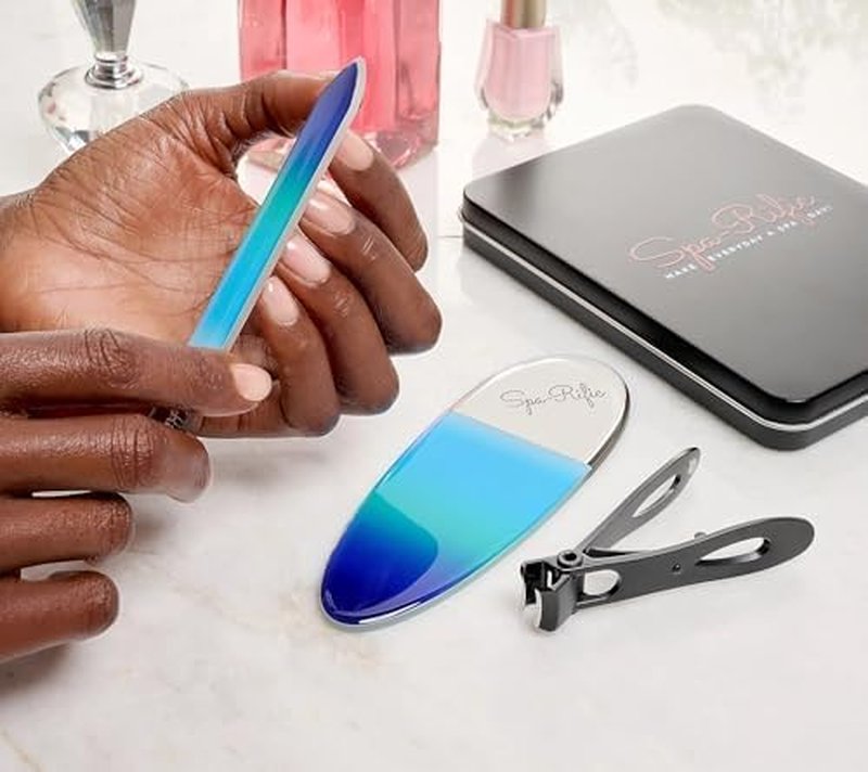 Spa-Rific 3pc Nail Clipper Set - Ultra Wide Jaw Clipper & Glass Files in Coral Pink Ombre