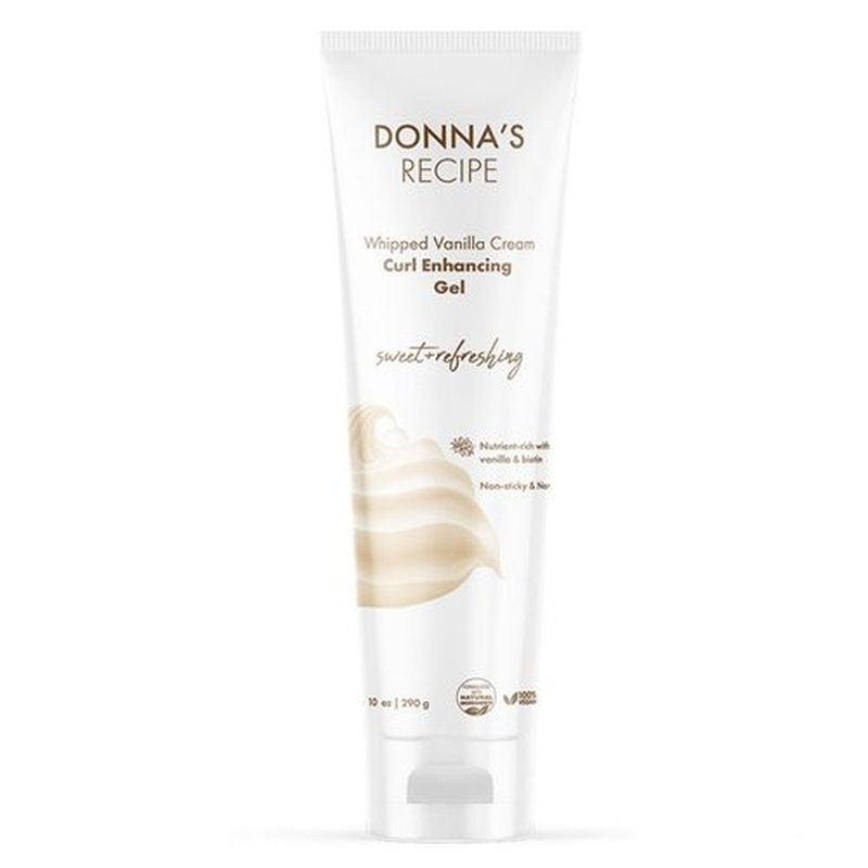 Donna's Recipe by Tabitha Brown | Curl Enhancing Gel Whipped Vanilla Cream – Soft-to-Medium Hold, Non-Flaking Definition & Shine, Vanilla-Biotin Nourishing Formula – 10 oz